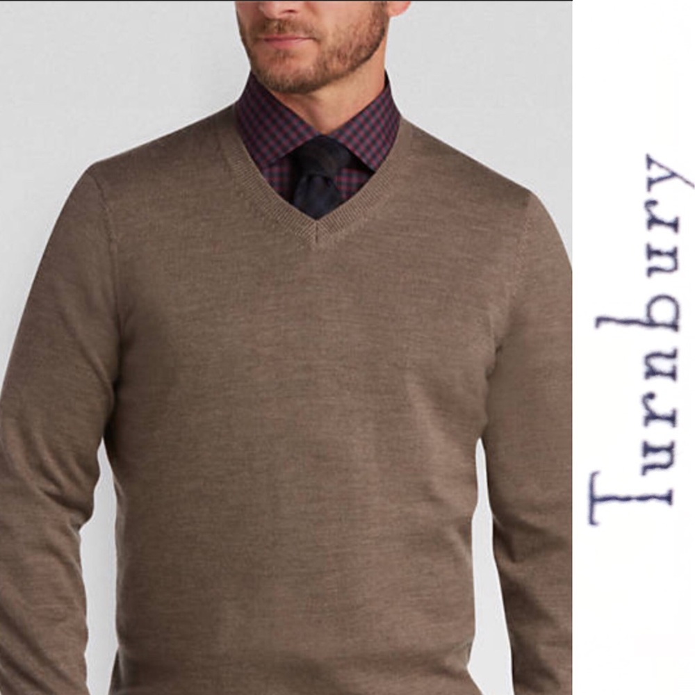 Turnbury Merino Wool V-Neck Sweater Pullover